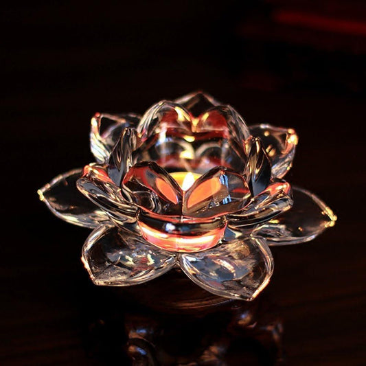 Glass Lotus Flower Tea Light Candle