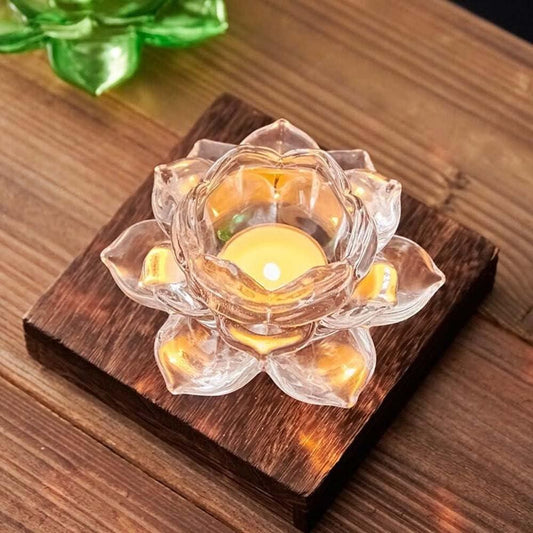 Glass Lotus Flower Tea Light Candle